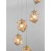 9009255 Висечка светилка ODELLE 5xE14 Брусено Злато и Амбар Стакло Nova Luce